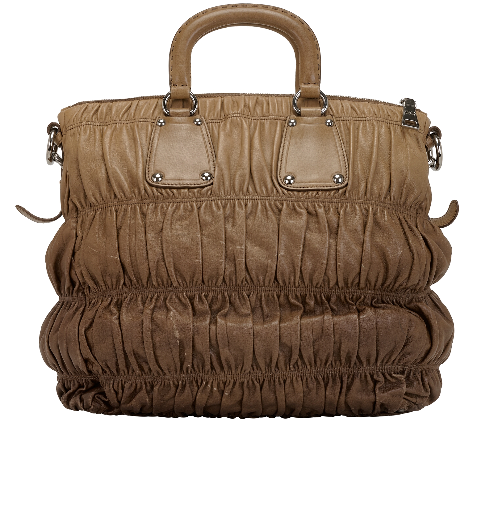 Ombre Gaufre Satchel, &pound;320, Handbags, Brown, Leather, Back view